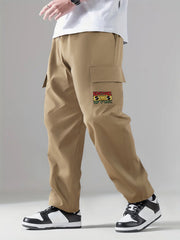 Pattern Print Straight Leg Cargo Pants Men's Work Pants