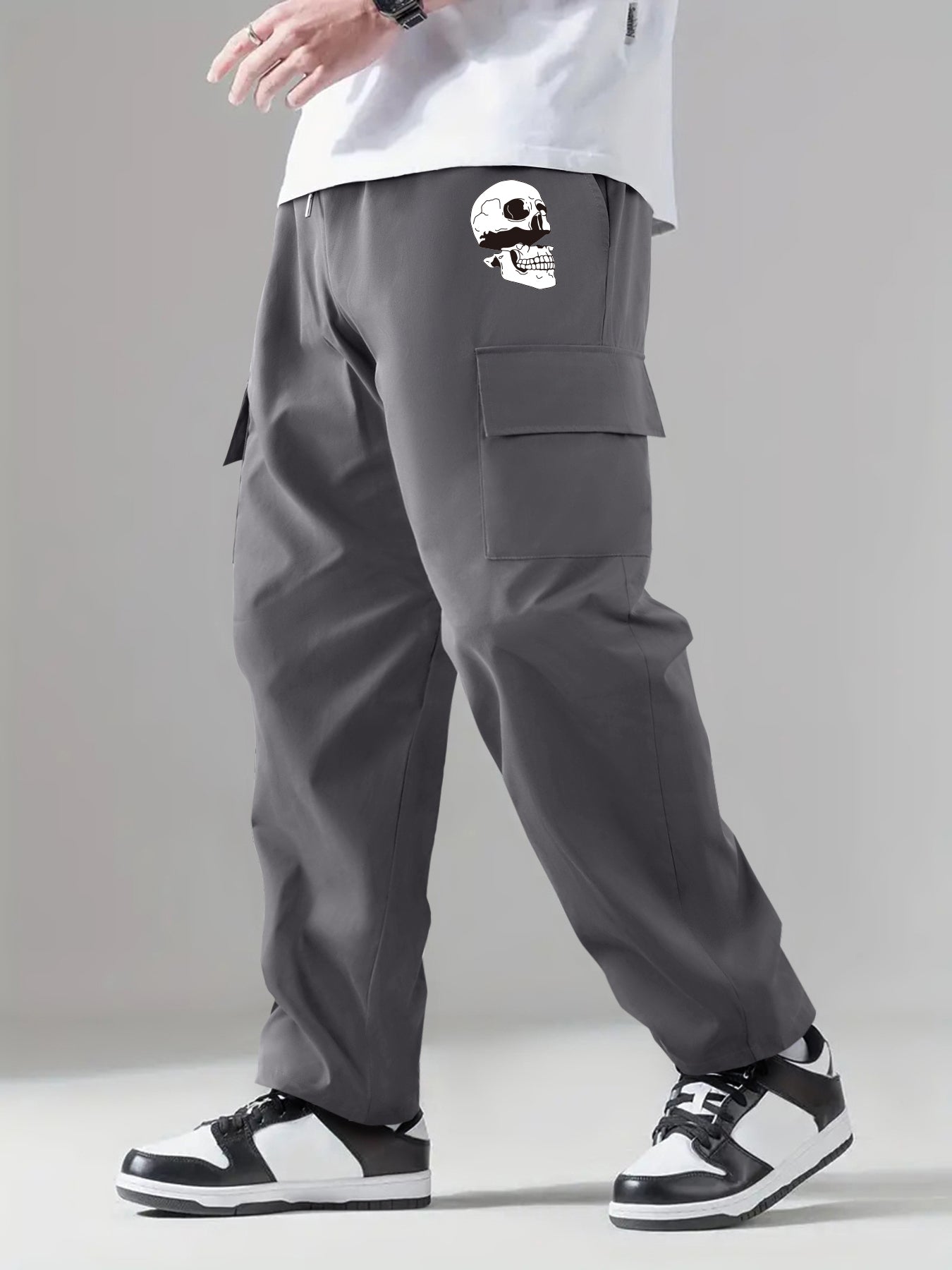 Pattern Print Flap Pockets Men's Straight Leg Cargo Pants