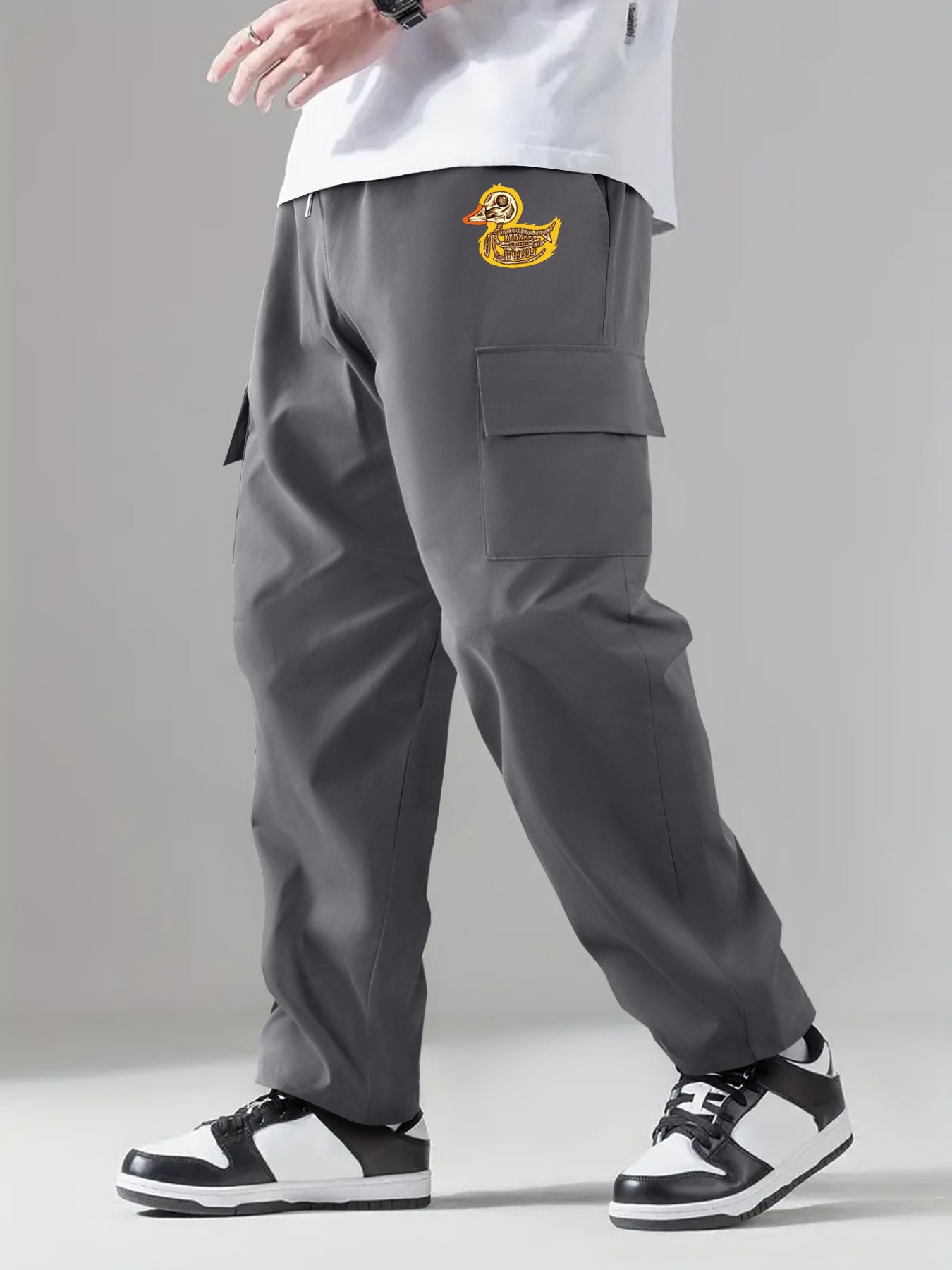 Pattern Print Flap Pockets Men's Straight Leg Cargo Pants
