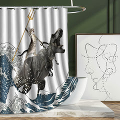 Funny Cat Bathroom Set Shower Curtain & Floor Mat
