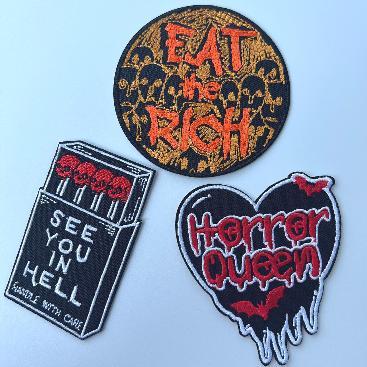 3pcs Horror Heart Embroidery Cloth Paste Clothing Patch Stickers