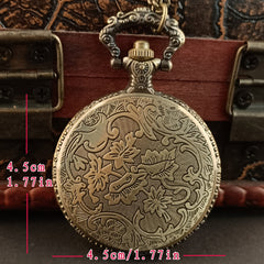 Vintage Punk Dinosaur Pocket Watch Necklace Pendant Clock