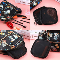 2 Piece Travel Mesh Makeup Bags Durable Nylon Cosmetic Pouch