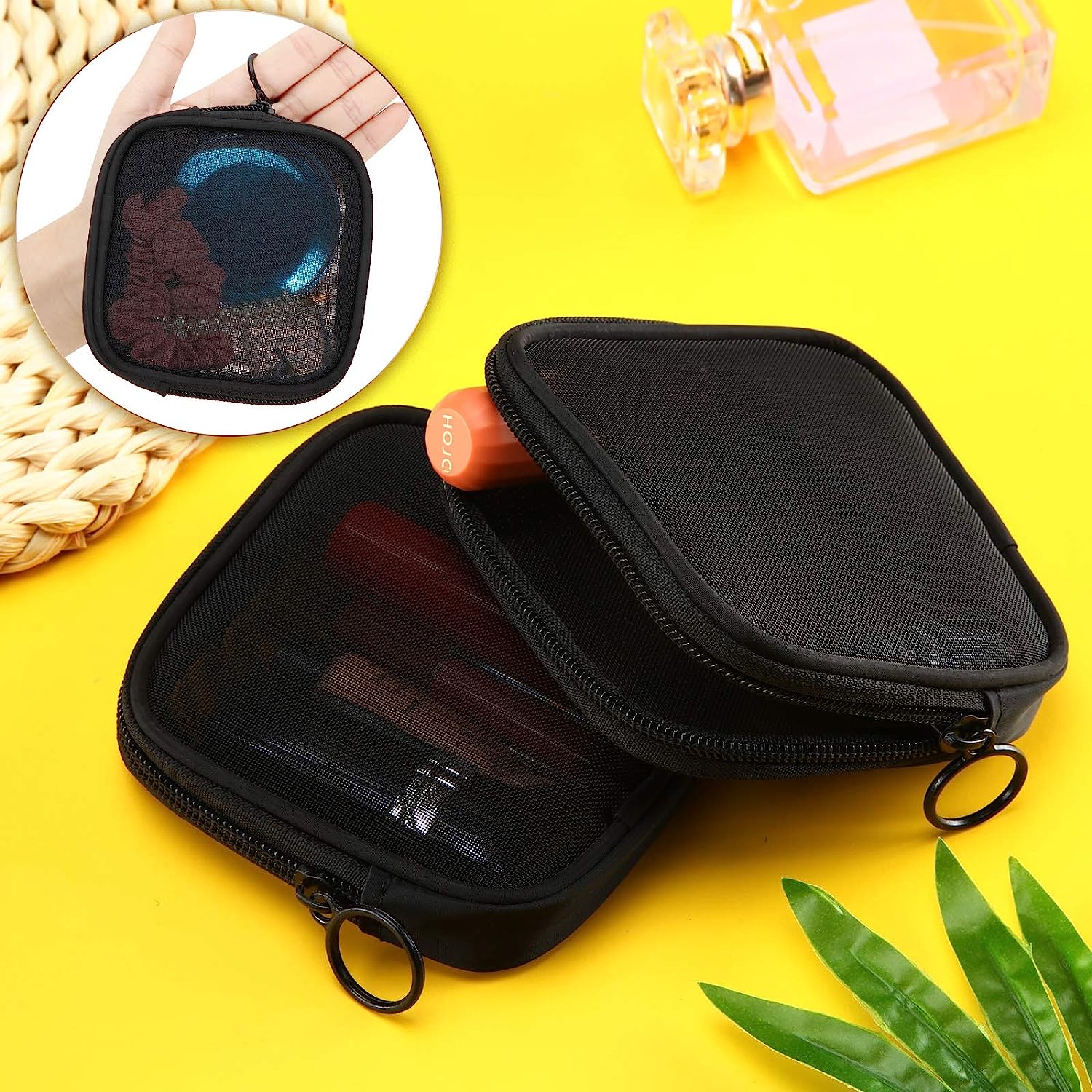 2 Piece Travel Mesh Makeup Bags Durable Nylon Cosmetic Pouch