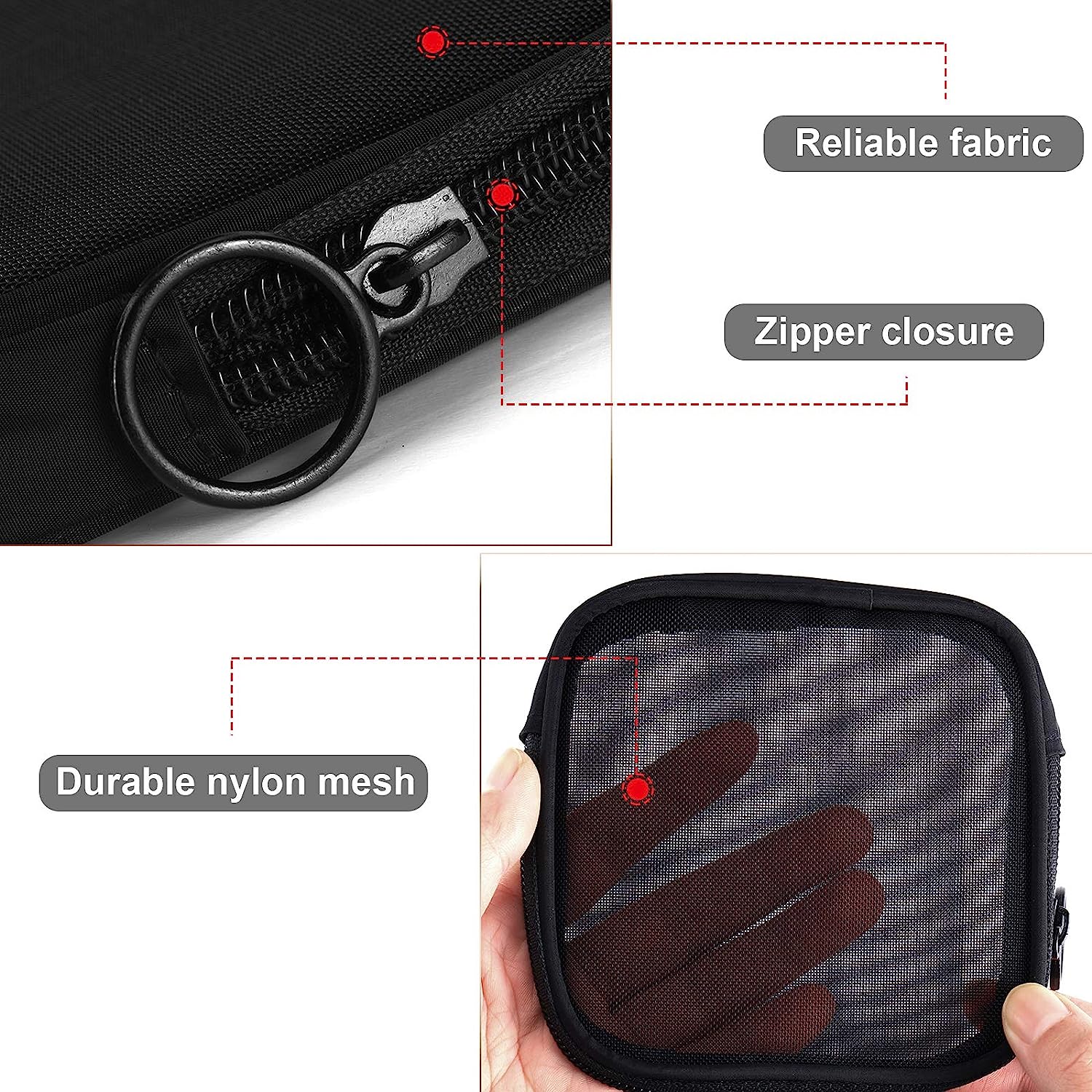 2 Piece Travel Mesh Makeup Bags Durable Nylon Cosmetic Pouch