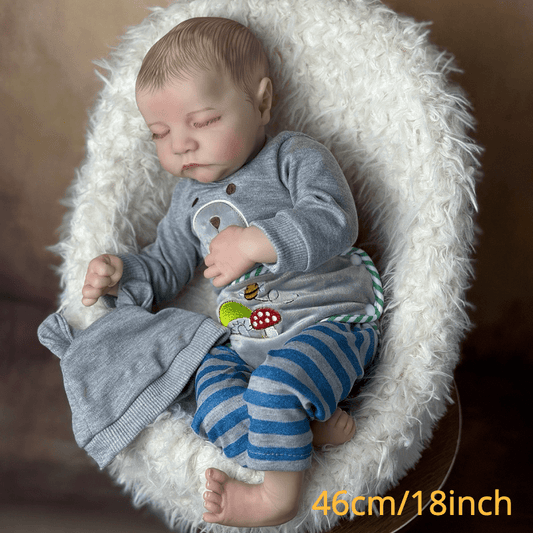 18" Sleeping Reborn Doll Soft Silicone Newborn Bebe Toy Gift