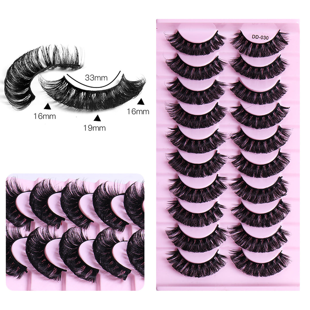 10 Pairs Fluffy 3D Mink DD Curl Lashes Natural Long Reusable Eyelash Extensions