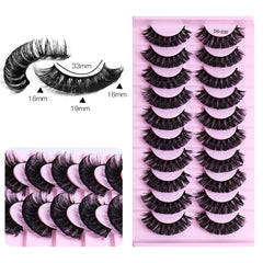 10 Pairs Fluffy 3D Mink DD Curl Lashes Natural Long Reusable Eyelash Extensions