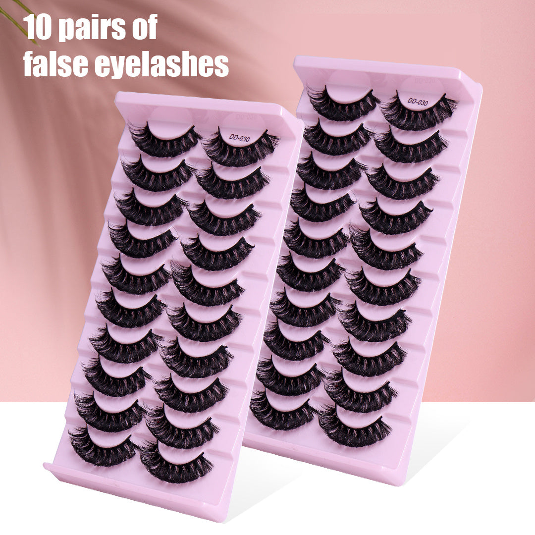 10 Pairs Fluffy 3D Mink DD Curl Lashes Natural Long Reusable Eyelash Extensions