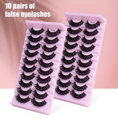 10 Pairs Fluffy 3D Mink DD Curl Lashes Natural Long Reusable Eyelash Extensions