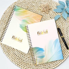 A5 Golden Feather Spiral Notebook College Lined Paper 21x15 cm 75 Sheets