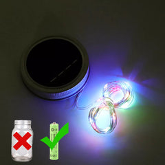 Solar Mason Jar Lid Lights LED Waterproof Fairy String Lights Garden Decor