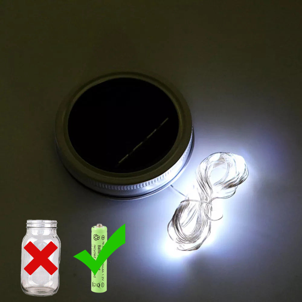Solar Mason Jar Lid Lights LED Waterproof Fairy String Lights Garden Decor