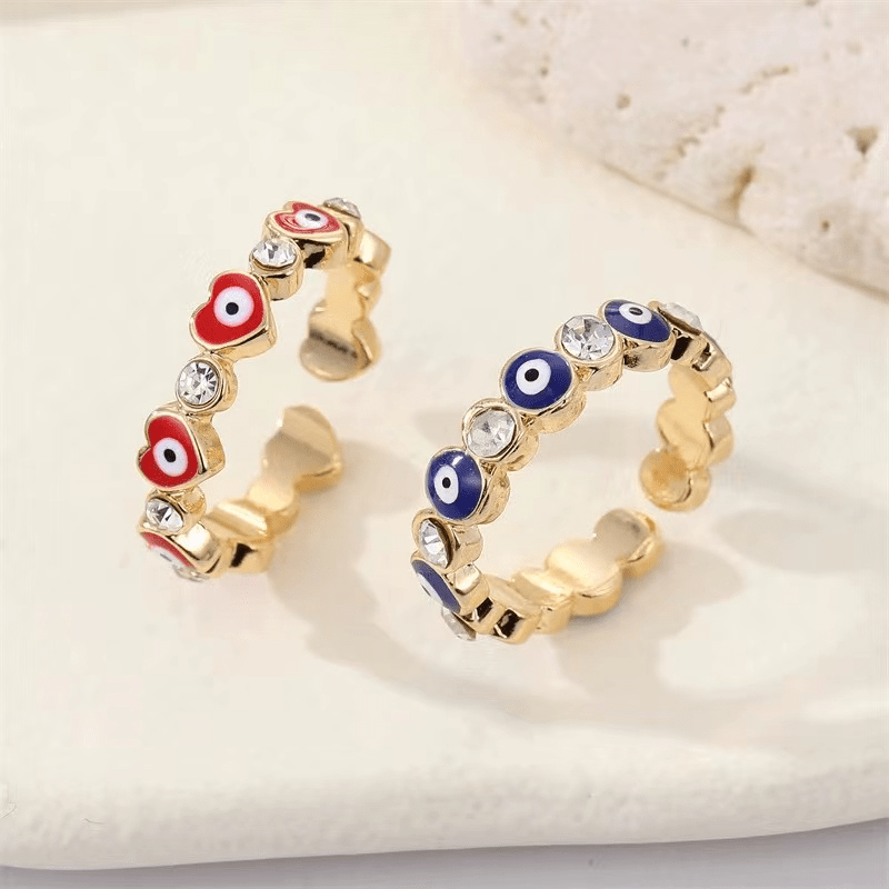 Colorful Evil Eye Open Ring, Birthday Party Gift For Girls