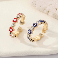 Colorful Evil Eye Open Ring, Birthday Party Gift For Girls