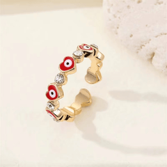 Colorful Evil Eye Open Ring, Birthday Party Gift For Girls