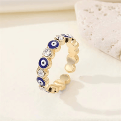 Colorful Evil Eye Open Ring, Birthday Party Gift For Girls