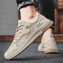 Men's Breathable Lace Up Mesh Sneakers For Summer Outdoor Walking