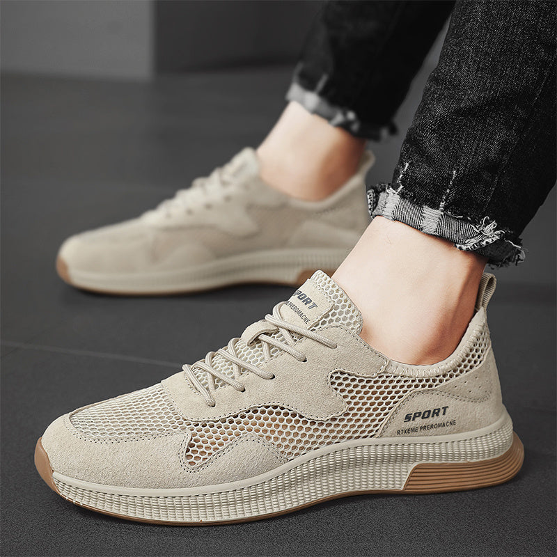 Men's Breathable Lace Up Mesh Sneakers For Summer Outdoor Walking