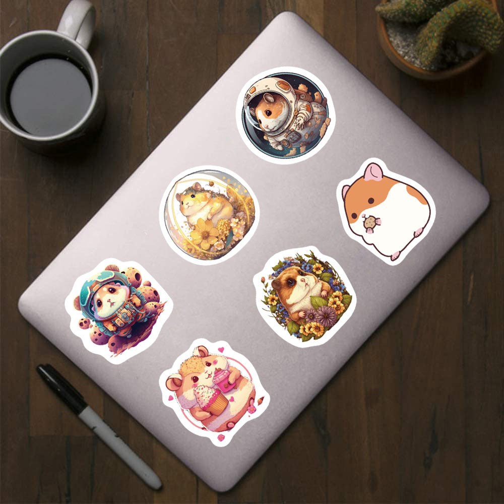 500pcs Hamster Cartoon Round Adhesive Stickers DIY Tape Decor Teens Adults Gift