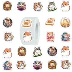 500pcs Hamster Cartoon Round Adhesive Stickers DIY Tape Decor Teens Adults Gift
