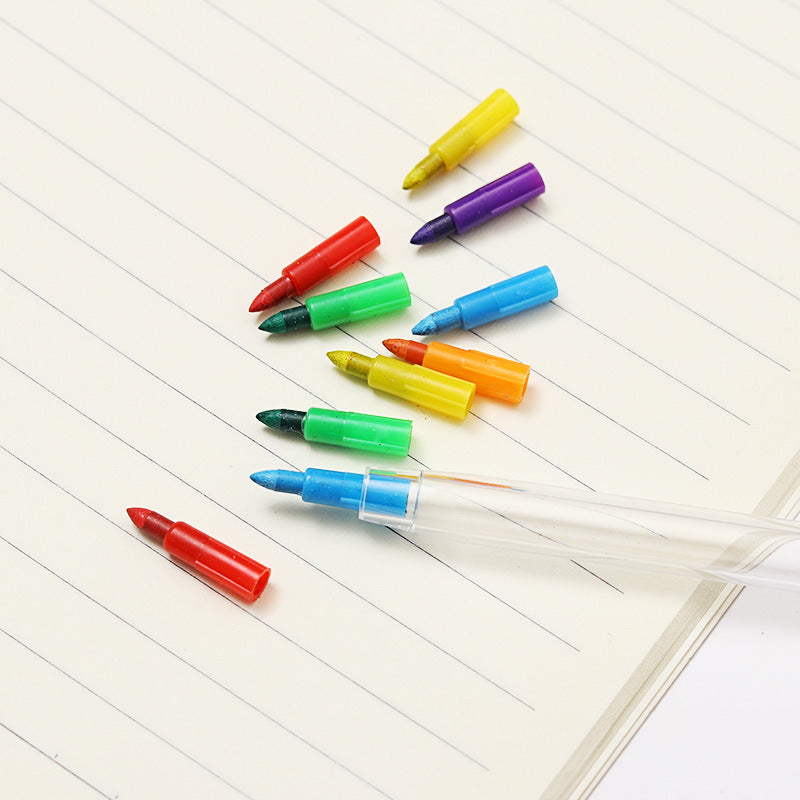 10pcs Building Blocks Crayons Round Painting Sticks Student Stationery
