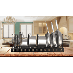 Expandable Pot Organizer Rack Under Cabinet with 4 Storage Positions