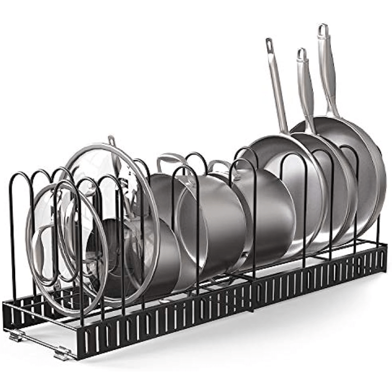 Expandable Pot Organizer Rack Under Cabinet with 4 Storage Positions