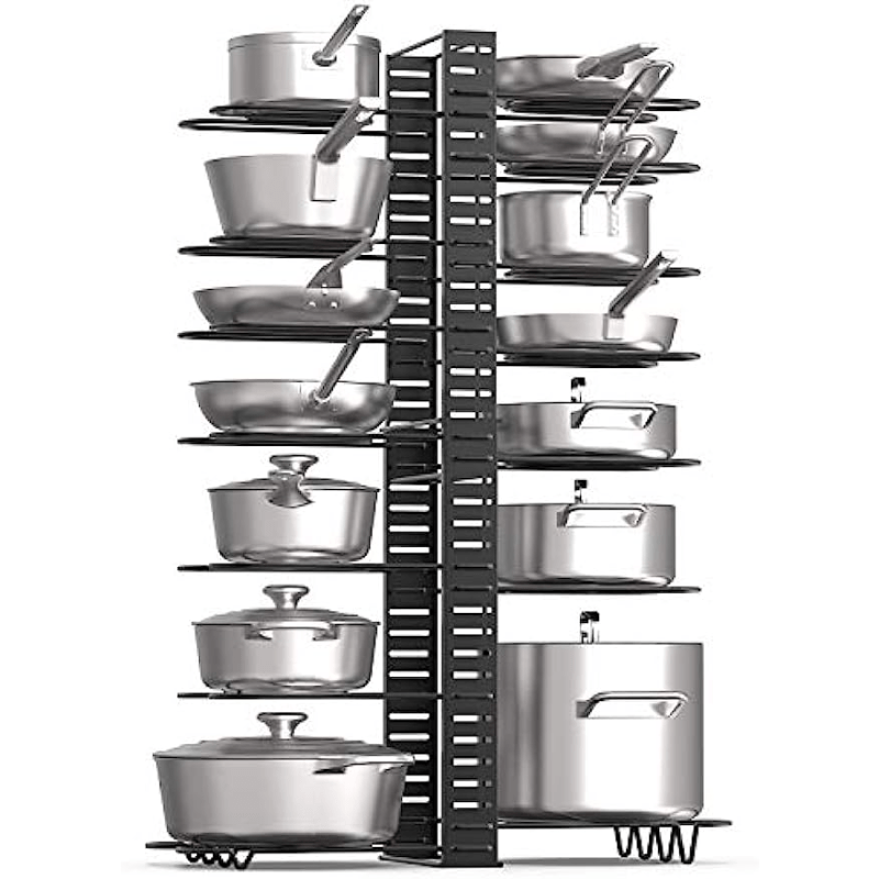 Expandable Pot Organizer Rack Under Cabinet with 4 Storage Positions