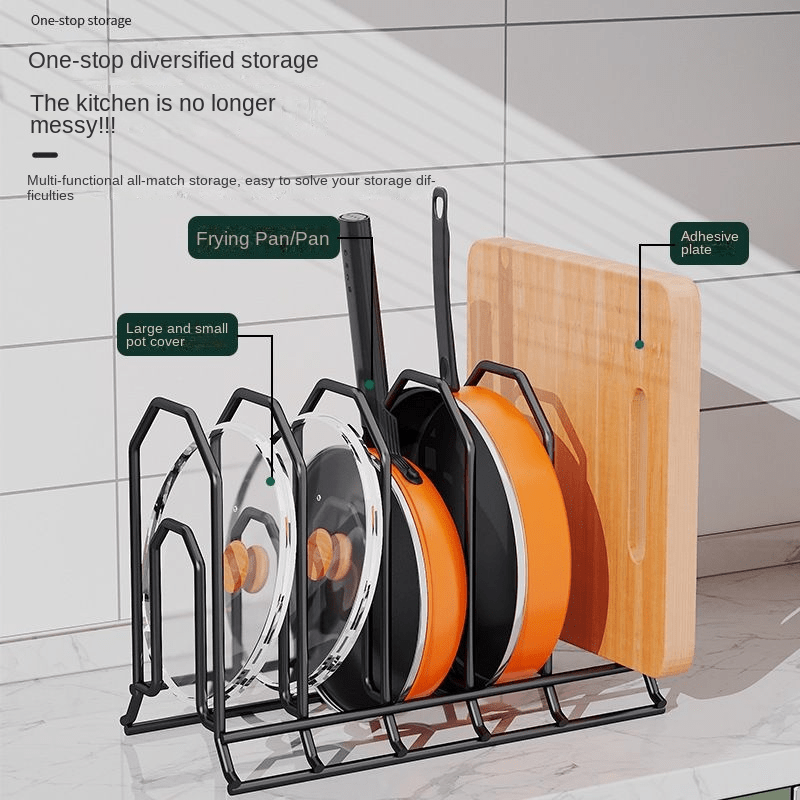 6 Tier Pan Organizer Adjustable Kitchen Cabinet Pot Lid Storage Rack