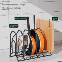 6 Tier Pan Organizer Adjustable Kitchen Cabinet Pot Lid Storage Rack