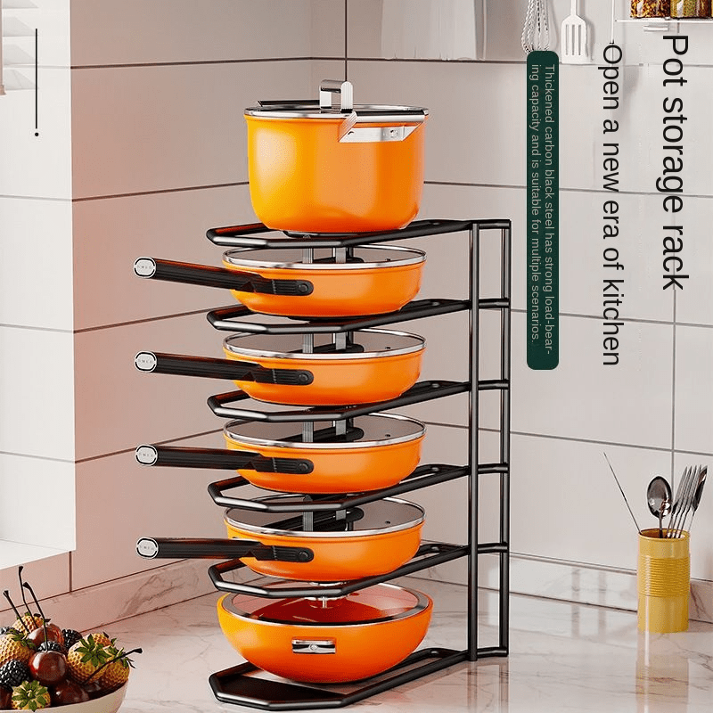6 Tier Pan Organizer Adjustable Kitchen Cabinet Pot Lid Storage Rack