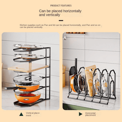 6 Tier Pan Organizer Adjustable Kitchen Cabinet Pot Lid Storage Rack