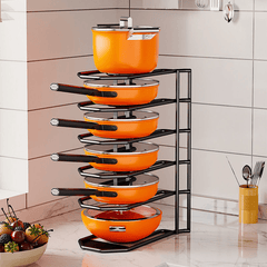 6 Tier Pan Organizer Adjustable Kitchen Cabinet Pot Lid Storage Rack