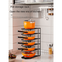 6 Tier Pan Organizer Adjustable Kitchen Cabinet Pot Lid Storage Rack