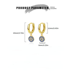 S925 Sterling Silver Devil's Eye Evil Eye Earrings Retro Ear Buckles