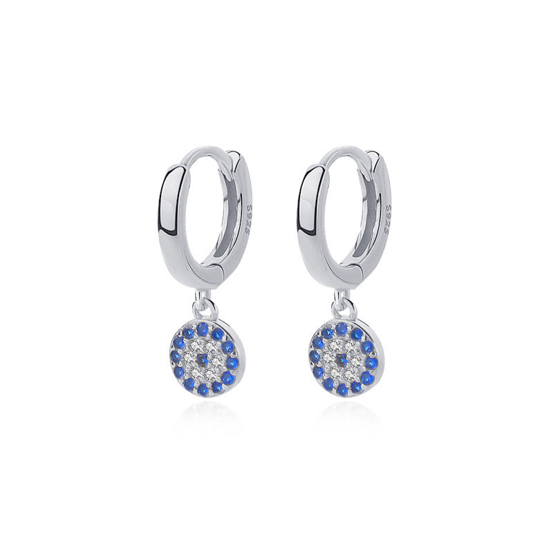S925 Sterling Silver Devil's Eye Evil Eye Earrings Retro Ear Buckles