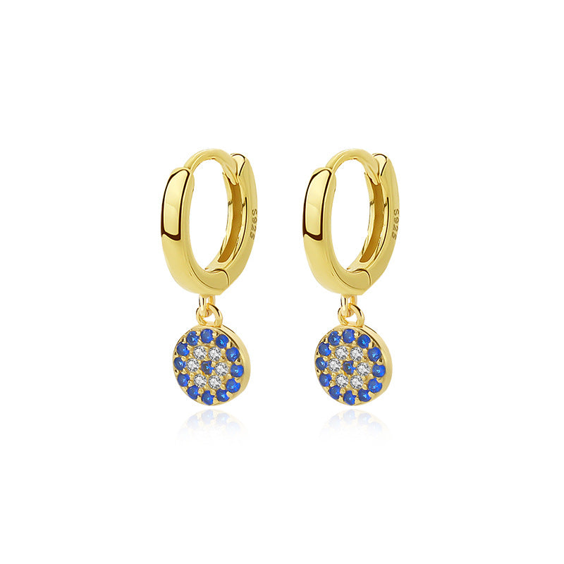 S925 Sterling Silver Devil's Eye Evil Eye Earrings Retro Ear Buckles