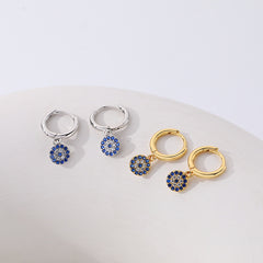 S925 Sterling Silver Devil's Eye Evil Eye Earrings Retro Ear Buckles