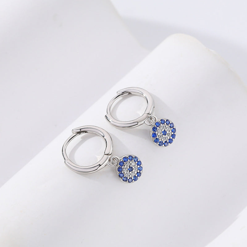 S925 Sterling Silver Devil's Eye Evil Eye Earrings Retro Ear Buckles