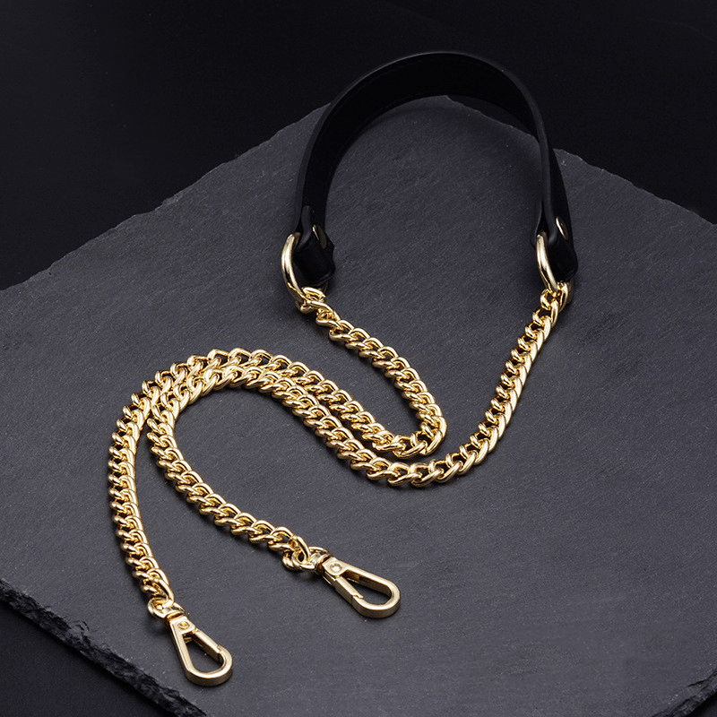 1pc Bag Metal Chain Replacement PU Leather Bags Straps For DIY Handbag Handles
