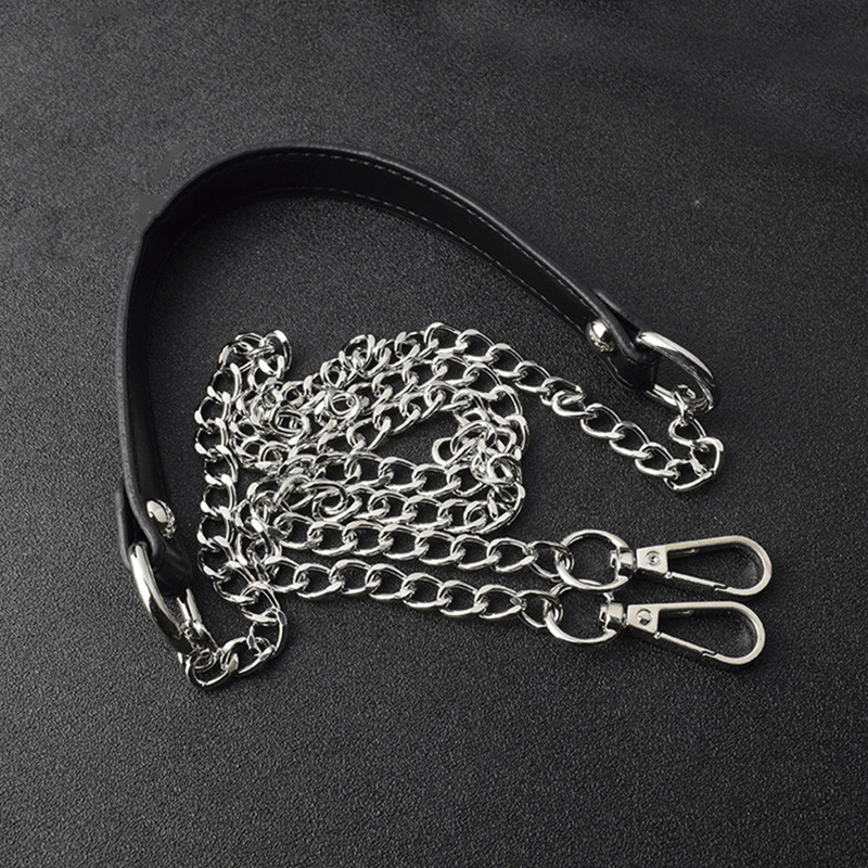 1pc Bag Metal Chain Replacement PU Leather Bags Straps For DIY Handbag Handles