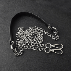 1pc Bag Metal Chain Replacement PU Leather Bags Straps For DIY Handbag Handles