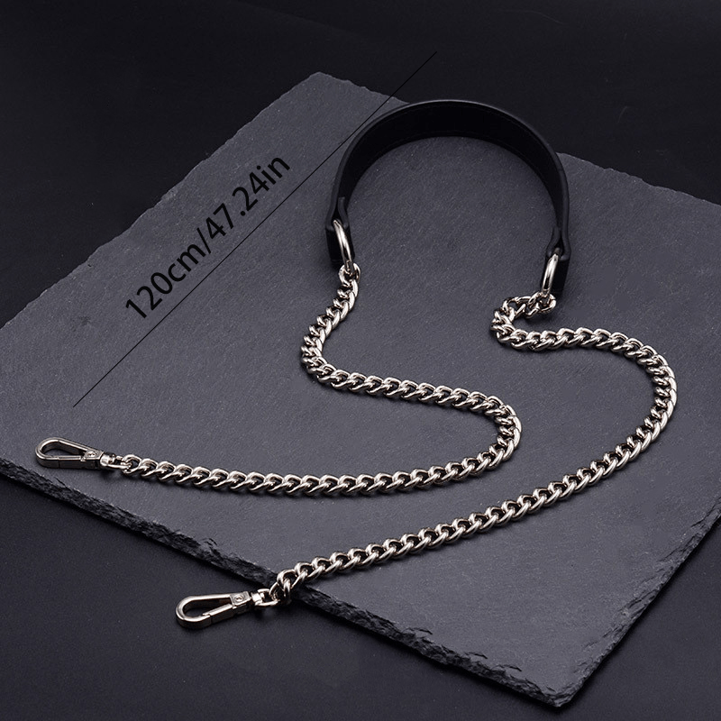 1pc Bag Metal Chain Replacement PU Leather Bags Straps For DIY Handbag Handles