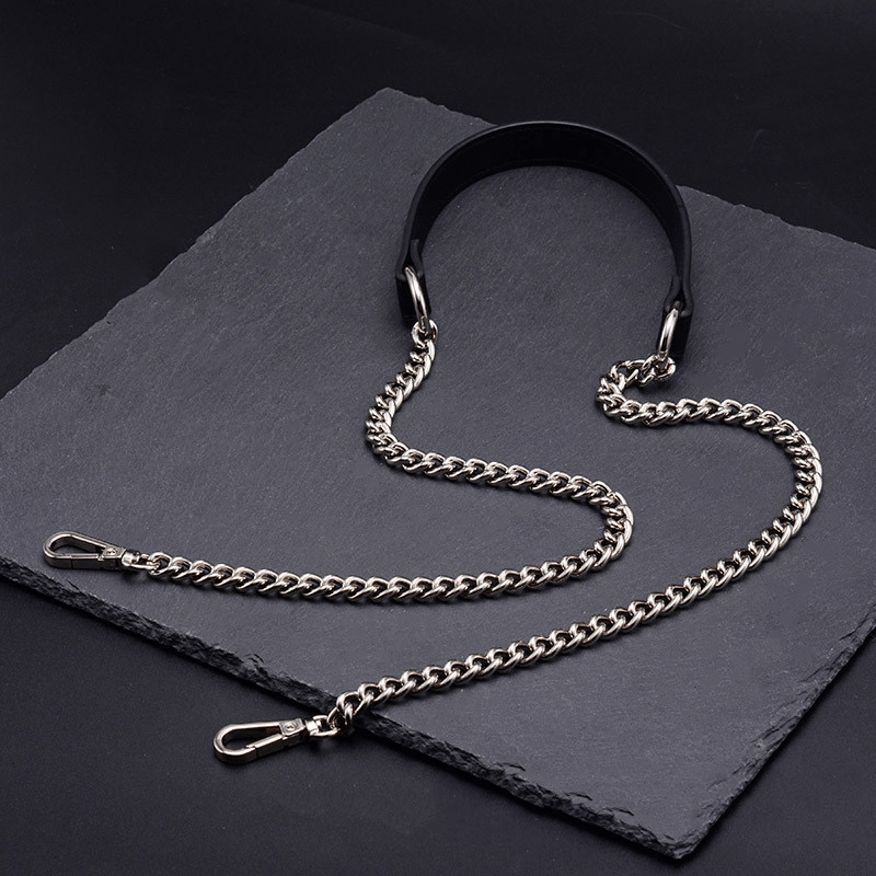 1pc Bag Metal Chain Replacement PU Leather Bags Straps For DIY Handbag Handles