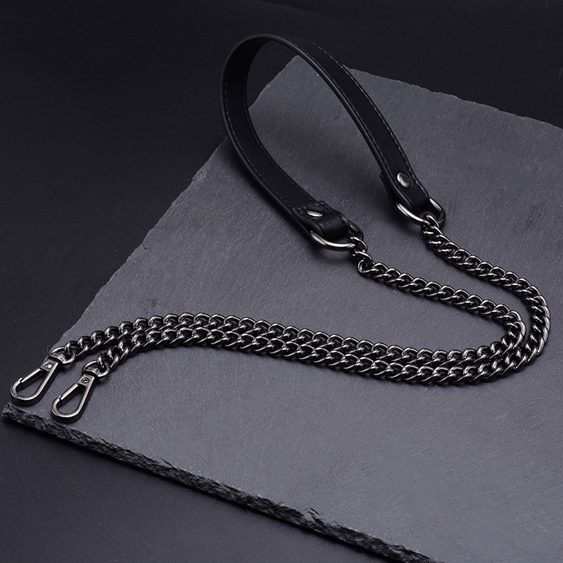 1pc Bag Metal Chain Replacement PU Leather Bags Straps For DIY Handbag Handles
