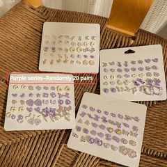 20 Pairs Resin Earrings Heart Leaf Geometric Stud Earrings For Girls