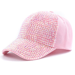 Sparkling Artificial Diamond Adjustable Baseball Cap Sun Hat