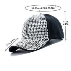 Sparkling Artificial Diamond Adjustable Baseball Cap Sun Hat