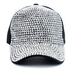 Sparkling Artificial Diamond Adjustable Baseball Cap Sun Hat